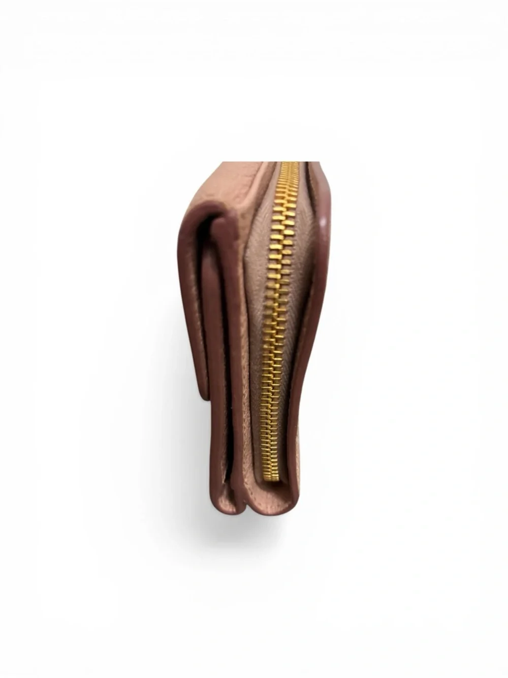 Miu Miu Blush Pink Pebbled Leather Compact Wallet with Gold Logo EUC - Picture 3 of 10